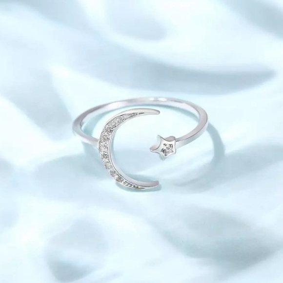 NEW 💎 925 Sterling Silver Moon Star Ring - Picture 4 of 7
